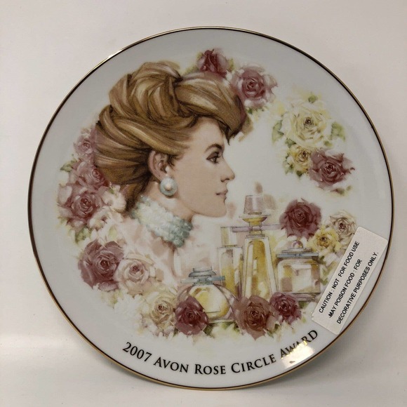 Rose Circle 2007 Collectible Plate Avon Award Representative Gift 22K Gold New - Picture 2 of 12